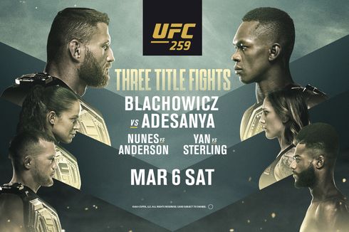 Jadwal UFC 259 Blachowicz Vs Adesanya, Minggu Pagi WIB