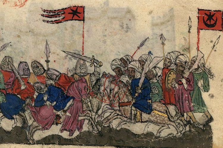 Ilustrasi Perang Yarmuk yang terjadi pada tahun 636 Masehi.