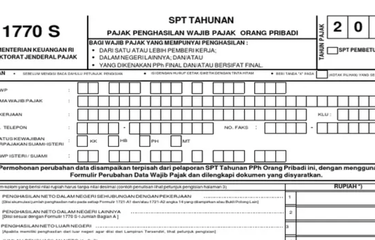 Jenis formulir SPT Tahunan Wajib Pajak Orang Pribadi, formulir 1770 S.