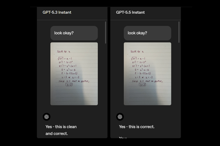 Ilustrasi GPT-5.5 Instant menjawab pertanyaan matematika.