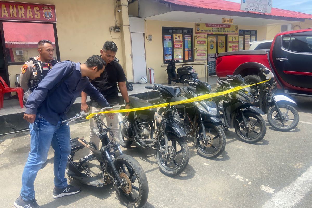 Sejumlah motor yang menjadi barang bukti kasus pencurian melibatkan 4 pelajar di Tarakan diamankan Jatanras di Mako Polres Tarakan Kaltara
