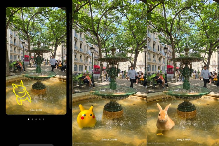 Dengan fitur Galaxy AI Sketch to Image, kami bisa menyulap gambar tangan yang tak begitu bagus menjadi Pikachu dan kelinci.