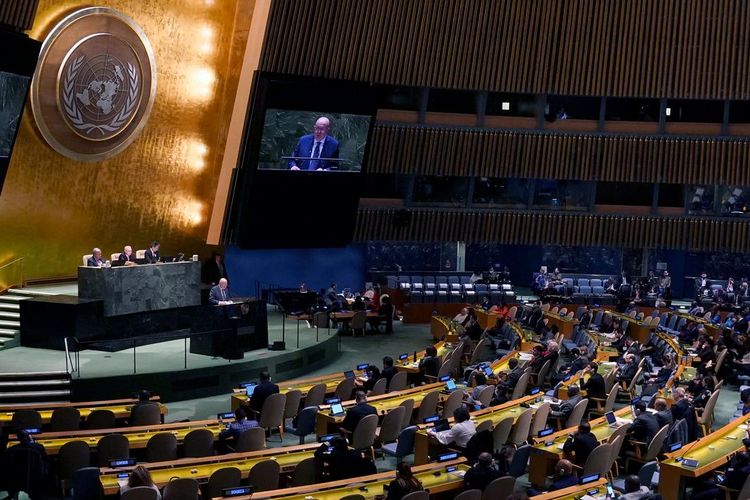 Ilustrasi Sidang Majelis Umum PBB di Markas PBB di New York City, AS.