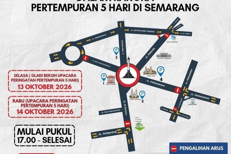 Ada Peringatan Pertempuran 5 Hari di Semarang, Kawasan Tugu Muda Ditutup 2 Hari