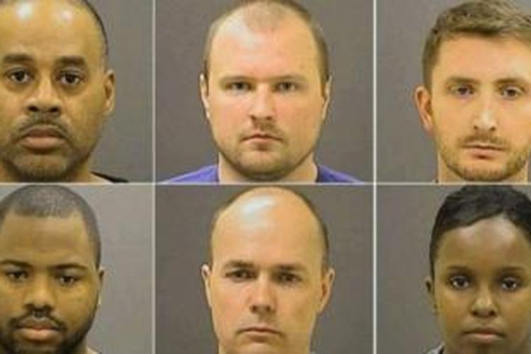 Enam polisi Baltimore didakwa mengakibatkan kematian Freddie Gray di dalam tahanan. Kematian Gray ini kemudian memicu aksi unjuk rasa dan kekerasan di kota itu.