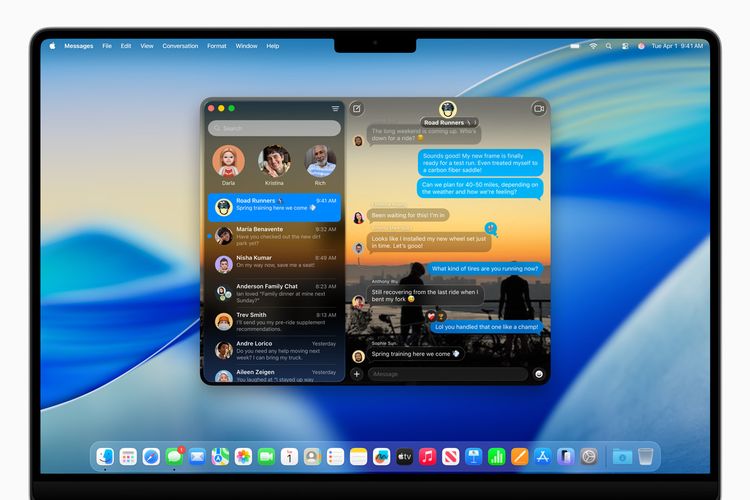 Tampilan baru aplikasi Messages di MacOS 26 Tahoe.
