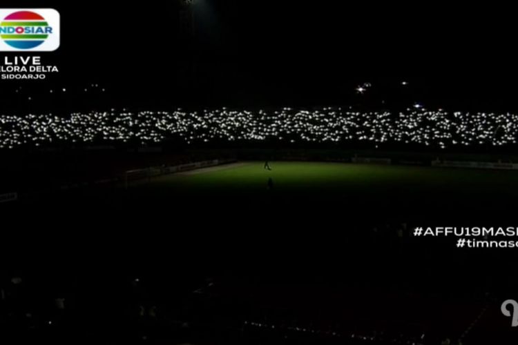 Insiden Mati Lampu Warnai Semifinal Piala AFF U-19 di Stadion Deltras Sidoarjo, Kamis (12/7/2018)