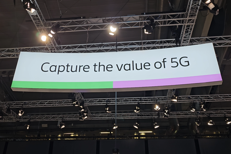 Ilustrasi booth Ericsson area Capture the value of 5G di MWC 2024 Barcelona.