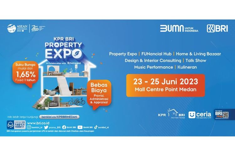 KPR BRI Property Expo 2023 di Medan hadirkan berbagai promo menarik. 