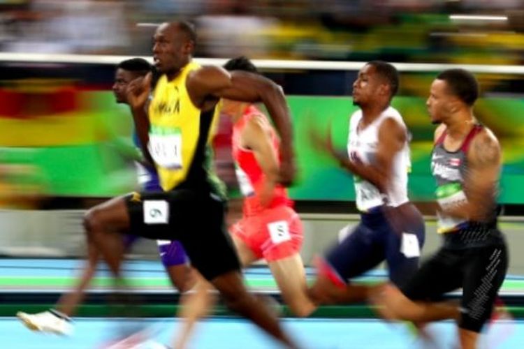 Usain Bolt dalam lomba lari 100 meter di Olimpiade Rio