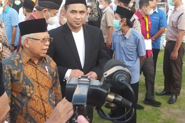 Wakil Presiden Indonesia Ma'ruf Amin saat kunjungan di Alun-alun Semarang