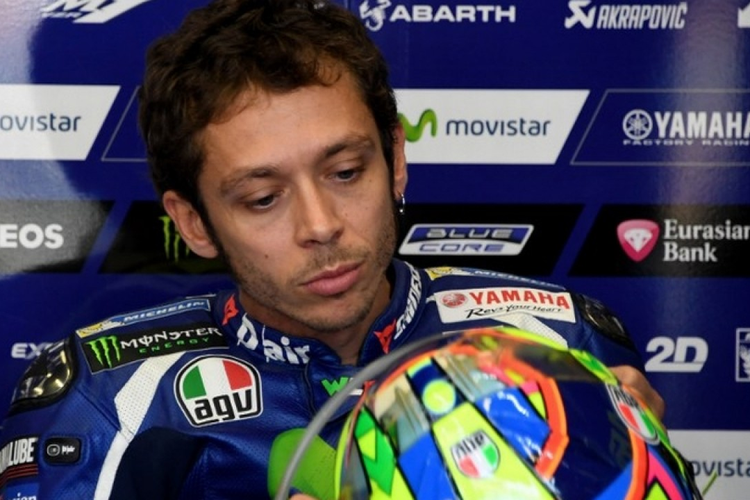 Valentino Rossi usai mencatatkan diri finis di posisi kedelapan pada balapan GP Aragon (22/9/2019)