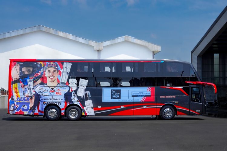 Bus PO Juragan 99 Trans dengan livery Gresini Racing