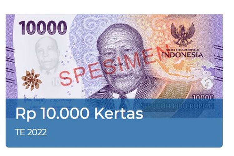 Penampakan uang baru alias uang kertas emisi 2022 Rp 10.000