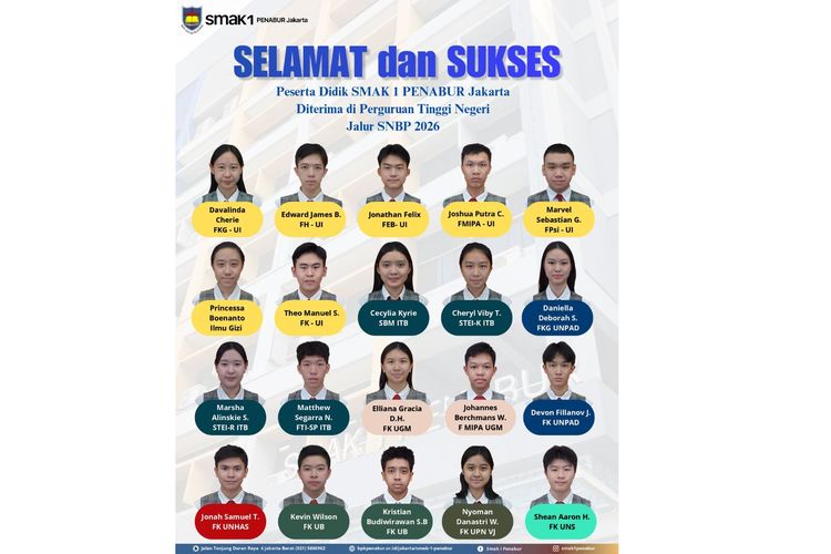 171 Siswa SLTAK Penabur Lolos SNBP 2026, Ini Strategi Mereka Tembus PTN