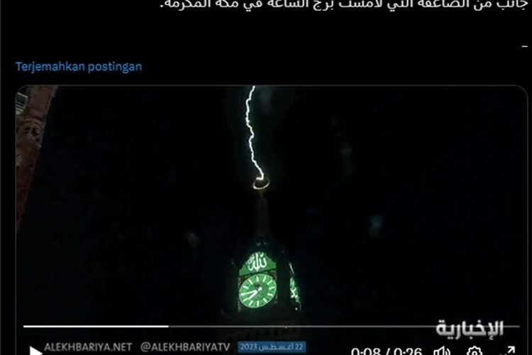 Detik-detik petir menyambar Tower Jam di Mekkah
