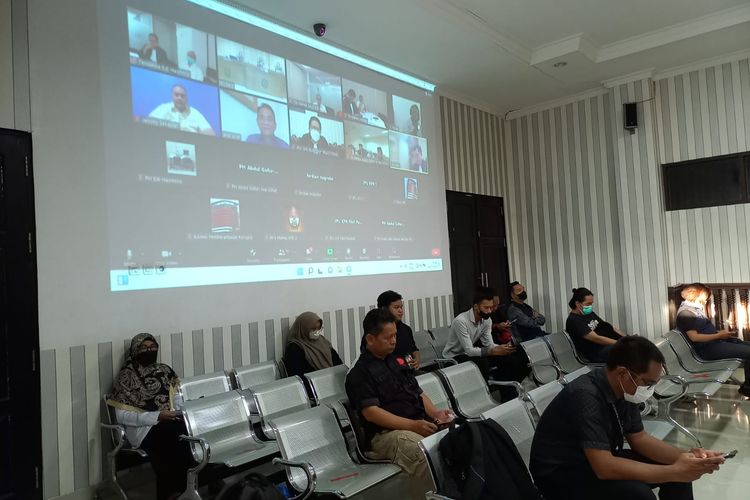 Suasana ruang sidang saat pemeriksaan saksi Jemmy Setiawan dan Andi Arief di ruang sidang di ruang sidang Letjen TNI Ali Said, Pengadilan Negeri Samarinda, Kaltim, Rabu (20/7/2022). 