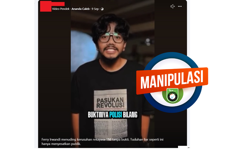 Video yang diklaim menampilkan Ferry Irwandi menuduh TNI sebagai dalang kerusuhan 