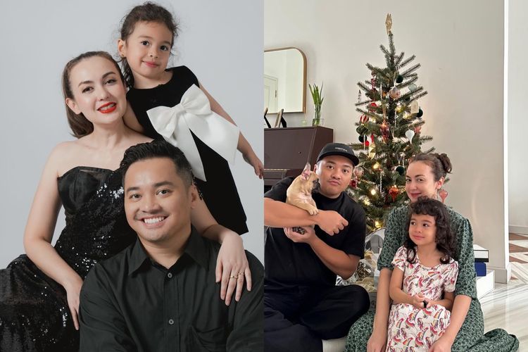 Outfit Rianti Cartwright sekeluarga saat merayakan Natal 2024.