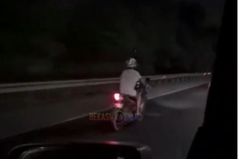 Viral, Video Pengendara Sepeda Motor yang Mabuk Masuk Tol JORR Bekasi