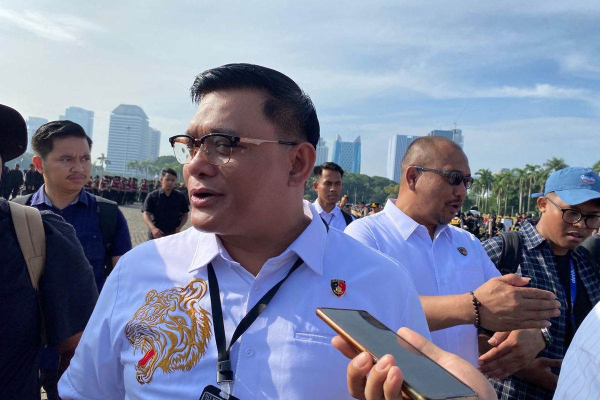 Direktur Reserse Kriminal Khusus Polda Metro Jaya Kombes Ade Safri Simanjuntak di  Lapangan Silang Monas, Jakarta Pusat, Selasa (13/2/2024). 