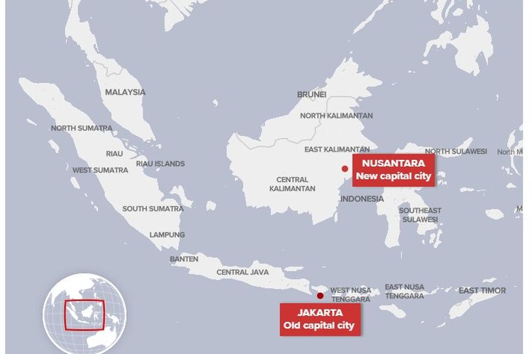 Foto peta dari 9News Australia pada Rabu (19/1/2022) yang menunjuk lokasi Jakarta berada di Pulau Bali saat memberitakan nama ibu kota baru Indonesia.
