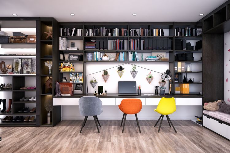 Permainan detail warna dan bentuk dalam home office