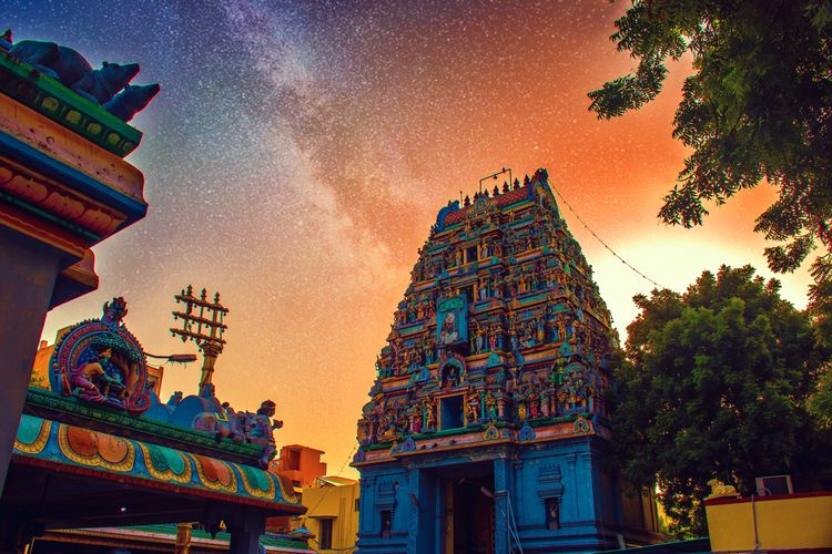 Ilustrasi salah satu kuil di Chennai, India. 