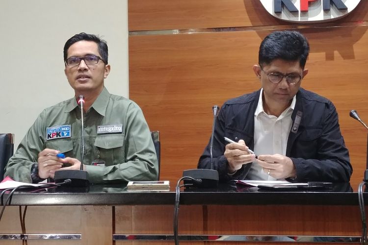 Jumpa pers KPK terkait OTT terhadap Bupati dan Anggota DPRD Lampung Tengah di Jakarta, Kamis (15/2/2018).