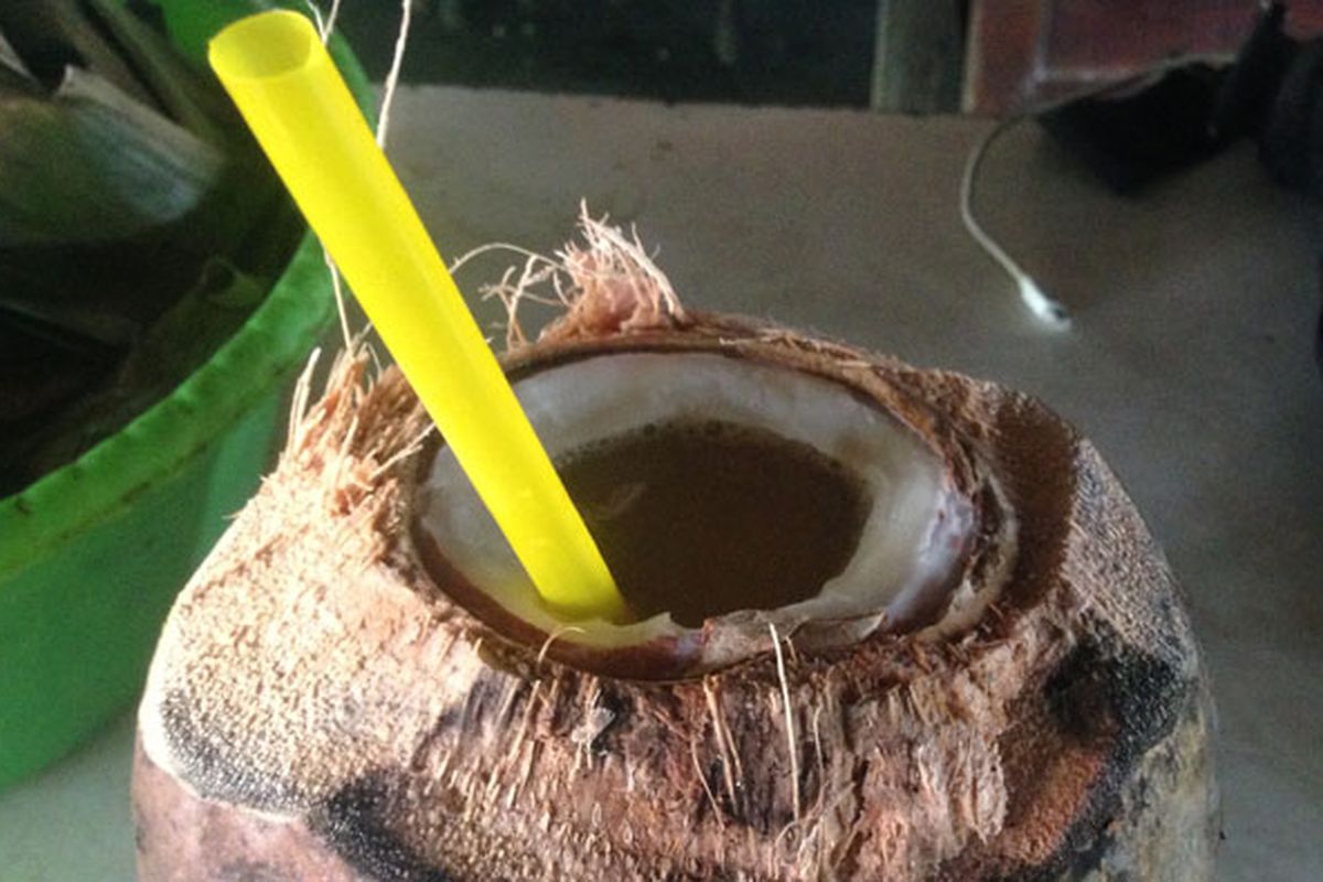 Kelapa Bakar bu Warsito di Semarang, Jawa Tengah.