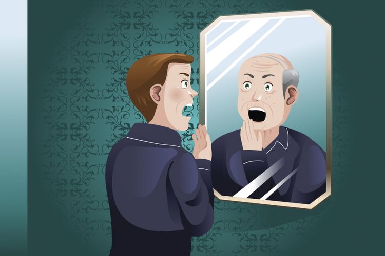 Ilustrasi pria terlihat tua