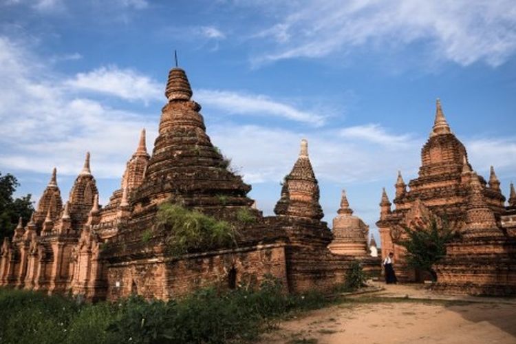 Salah satu sudut kuil di kota Bagan yang menjadi daya tarik wisatawan datang ke Myanmar.