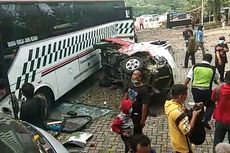 Bus Tujuan Jakarta Tabrak Pembatas Jalan dan 4 Mobil di Bogor, Polisi: Pengemudi Tak Konsentrasi