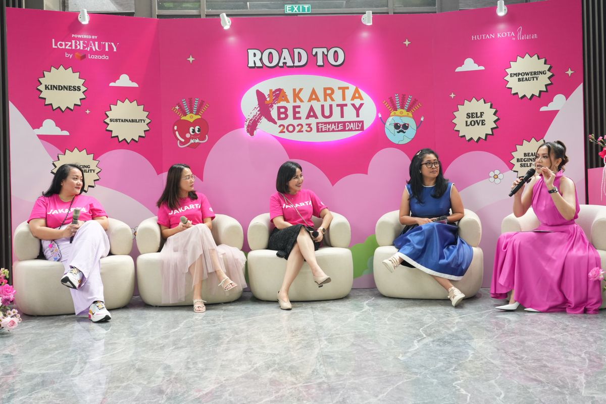 Acara konferensi pers Road to Jakarta X Beauty 2023 yang berlangsung di Hutan Kota by Plataran Senayan, Jakarta, Kamis (27/7/2023).