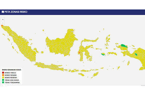 UPDATE: Mayoritas Wilayah Indonesia Risiko Rendah Covid-19, Nol Zona Merah