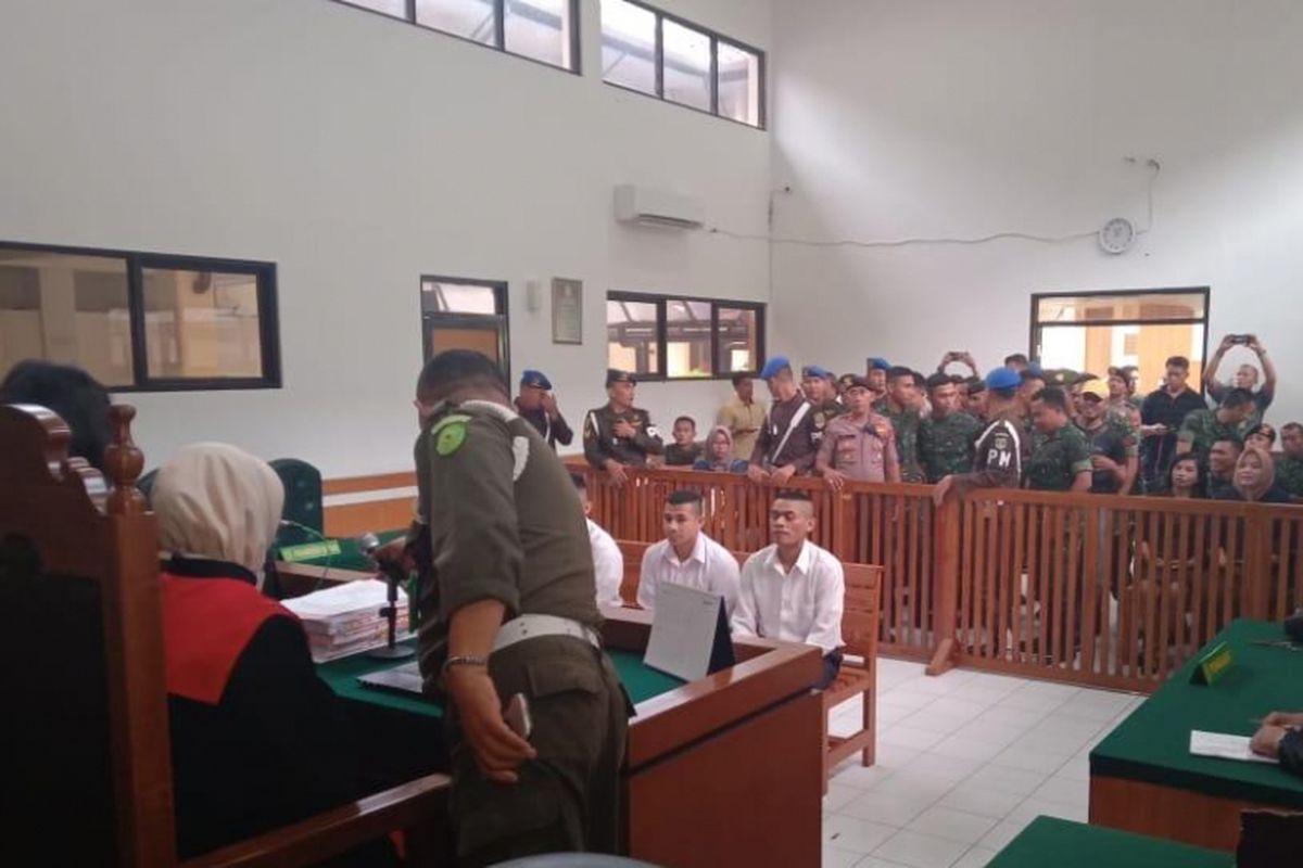 Situasi sidang pembacaan vonis di pengadilan Negeri Depok, Cilodong, Senin (21/1/2019).