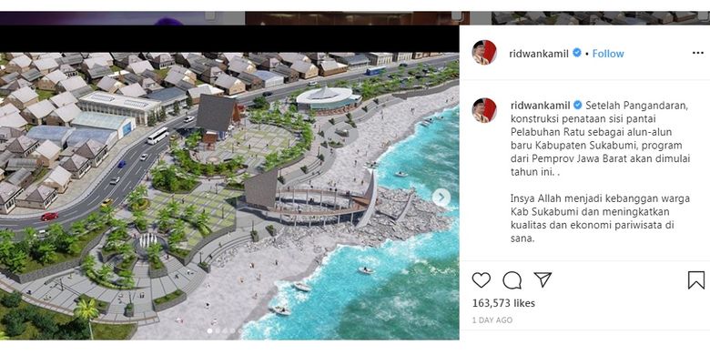 Desain baru Pelabuhan Ratu yang akan dipercantik oleh Ridwan Kamil dengan anggaran sekitar Rp 15 miliar. 