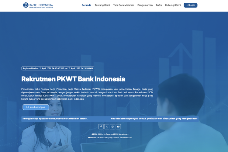 Rekrutmen PKWT Bank Indonesia 2026 Dibuka, Banyak Posisi Tersedia hingga 17 April