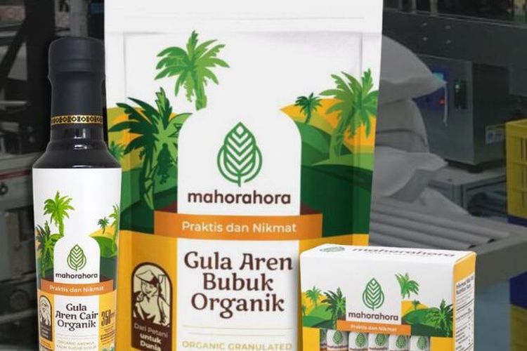 Produk-produk gula aren organik yang diproduksi oleh Mahorahora.