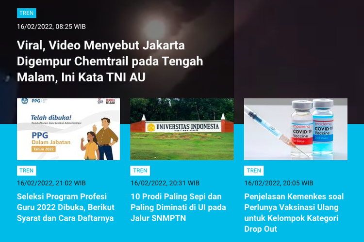 Berita Populer Tren 17 Februari 2022: Video viral Jakarta disebut digempur chemtrail atau bahan kimia dari udara. Benarkah?