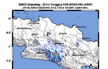 Gempa terkini M 4,0 di Bandung, Jawa Barat