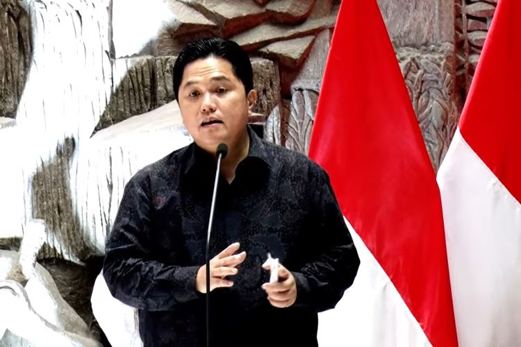 A screen grab of a photo of Indonesia's State-Owned Enterprises Minister Erick Thohir during a ceremony in Sarinah Shopping Mall in Jakarta on Thursday, July 14, 2022. 