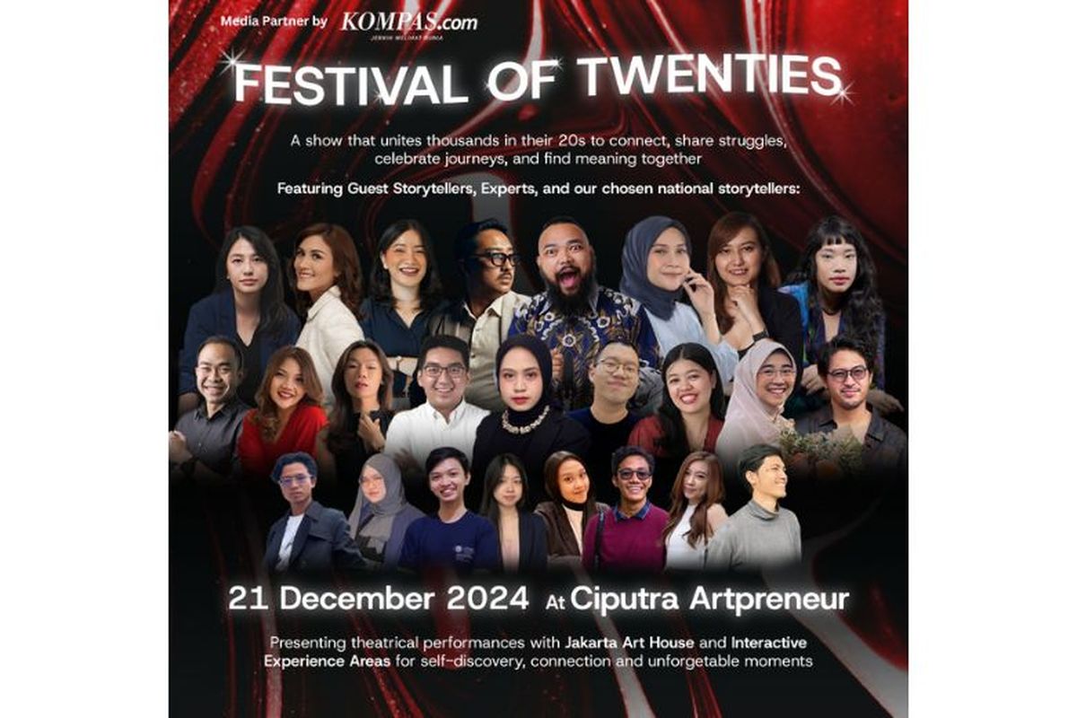 Festival of Twenties 2024 diadakan di Ciputra Artpreneur, Kuningan, Jakarta Selatan, Sabtu (21/12/2024) mulai pukul 10.00 hingga 22.00 WIB.