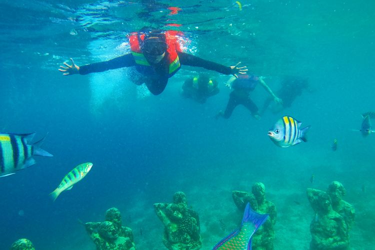 Snorkeling di laut Gili Trawangan.