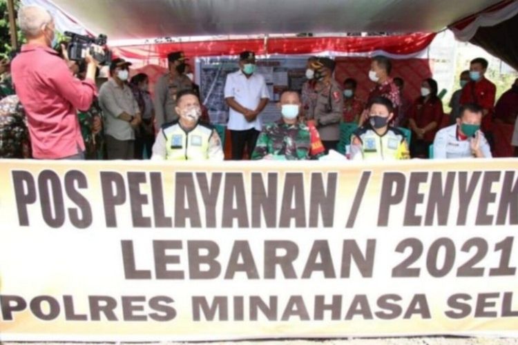 Gubernur Sulut Olly Dondokambey meninjau pos penyekatan larangan mudik saat Idul Fitri 1442 H