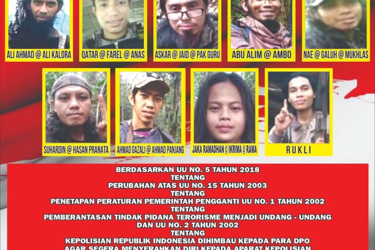 Foto//Baliho Para DPO Teroris Poso Pimpinan Ali Kalora