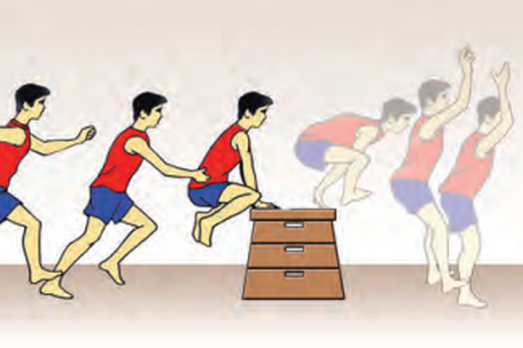 Ilustrasi gerakan lompat kangkang pada senam lantai 