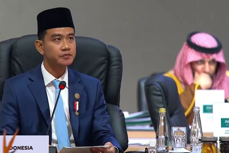 Wakil Presiden (Wapres) RI Gibran Rakabuming dalam sesi dua Konferensi Tingkat Tinggi (KTT) G20 di Johannesburg, Afrika Selatan, Sabtu (22/11/2025).