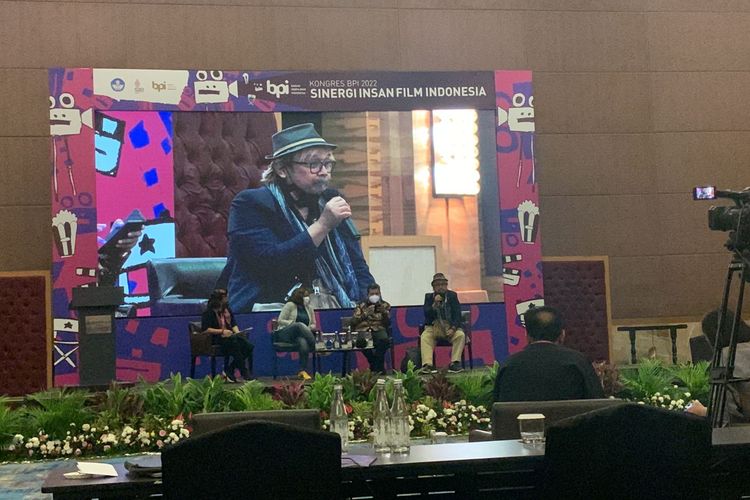 Acara diskusi bertajuk Kebijakan Perfilman dalam Kongres BPI di kawasan Tanjung Duren, Jakarta Barat, Jumat (25/3/2022).