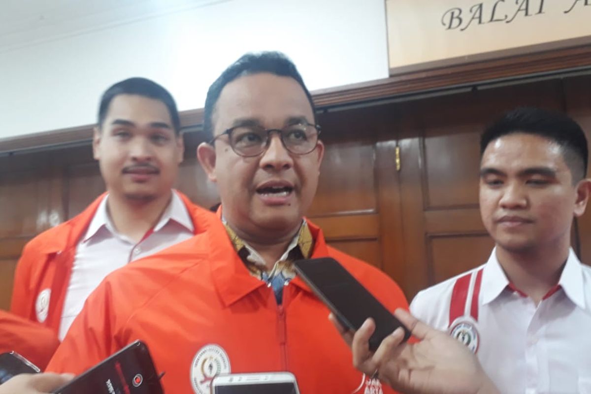 Gubernur DKI Jakarta Anies Baswedan di Balai Kota DKI Jakarta, Jalan Medan Merdeka Selatan, Jumat (14/2/2020).